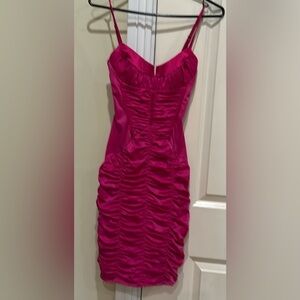 Like New Bebe rouged midi dress